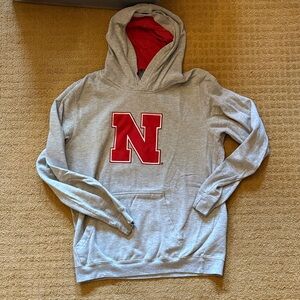 Grey Nebraska Hoodie with embroidered N